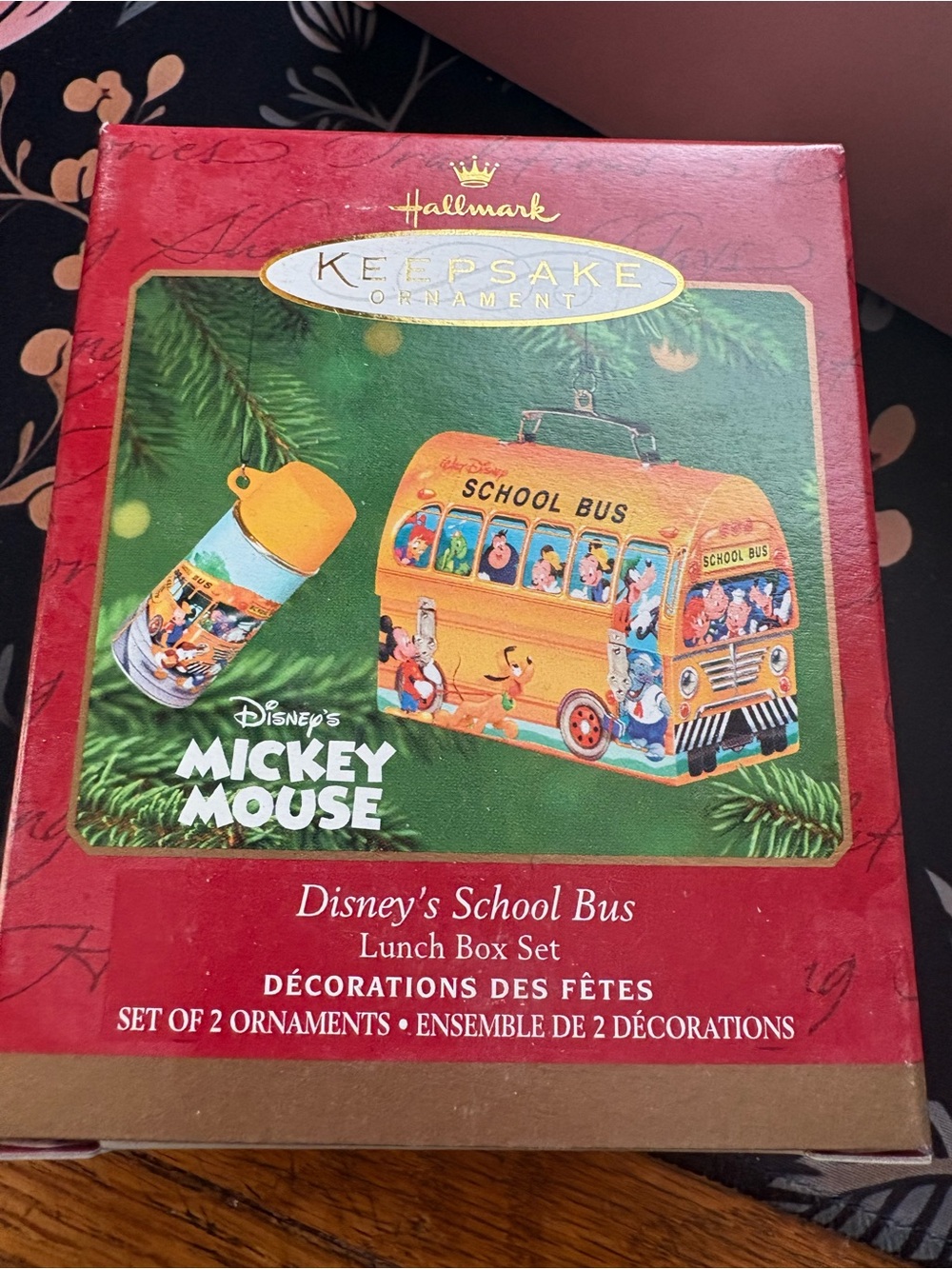 Hallmark Mickey Mouse Yellow School Bus Ornament Set